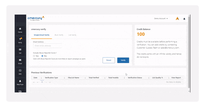 cmercury -email verify report