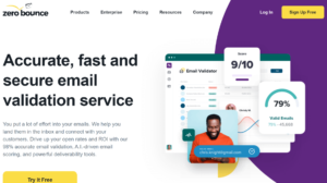 Zerobounce - email verification software homepage