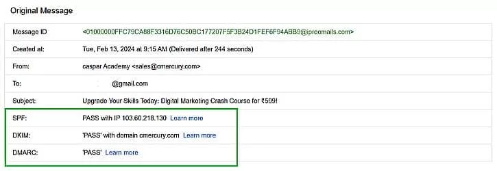 check header - Gmail Bulk email changes